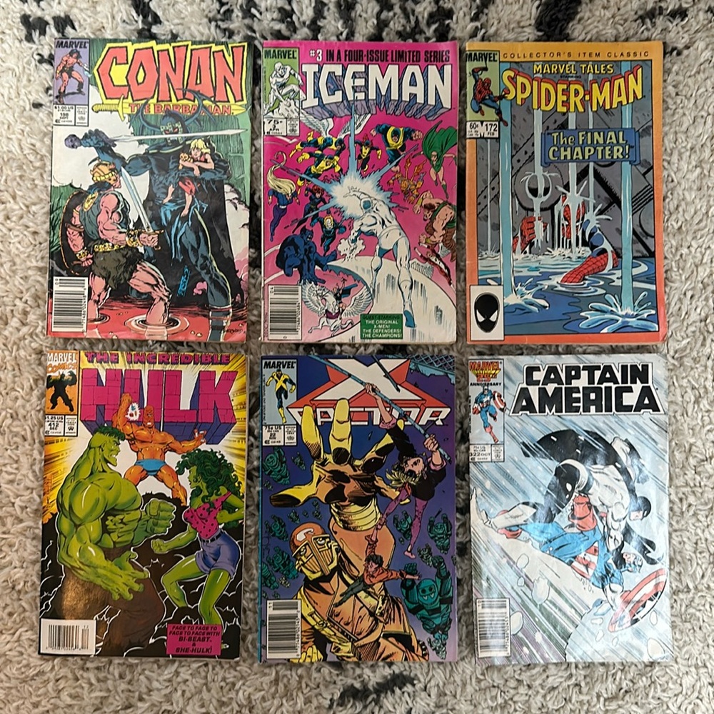 Vintage Marvel Comic Book Bundle - Random Set of 6